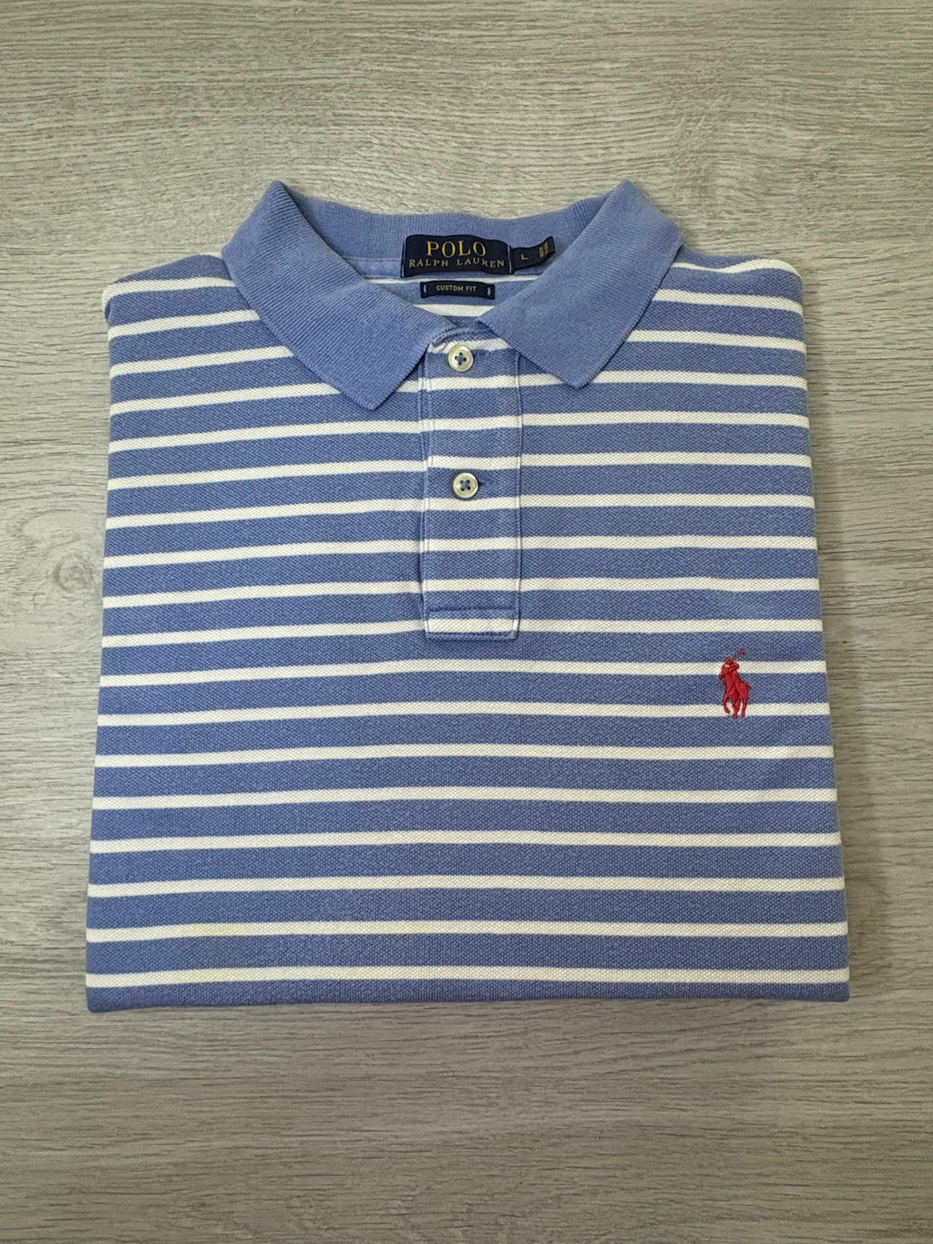 Polo Ralph Lauren Rayé Blanc et Bleu Taille L