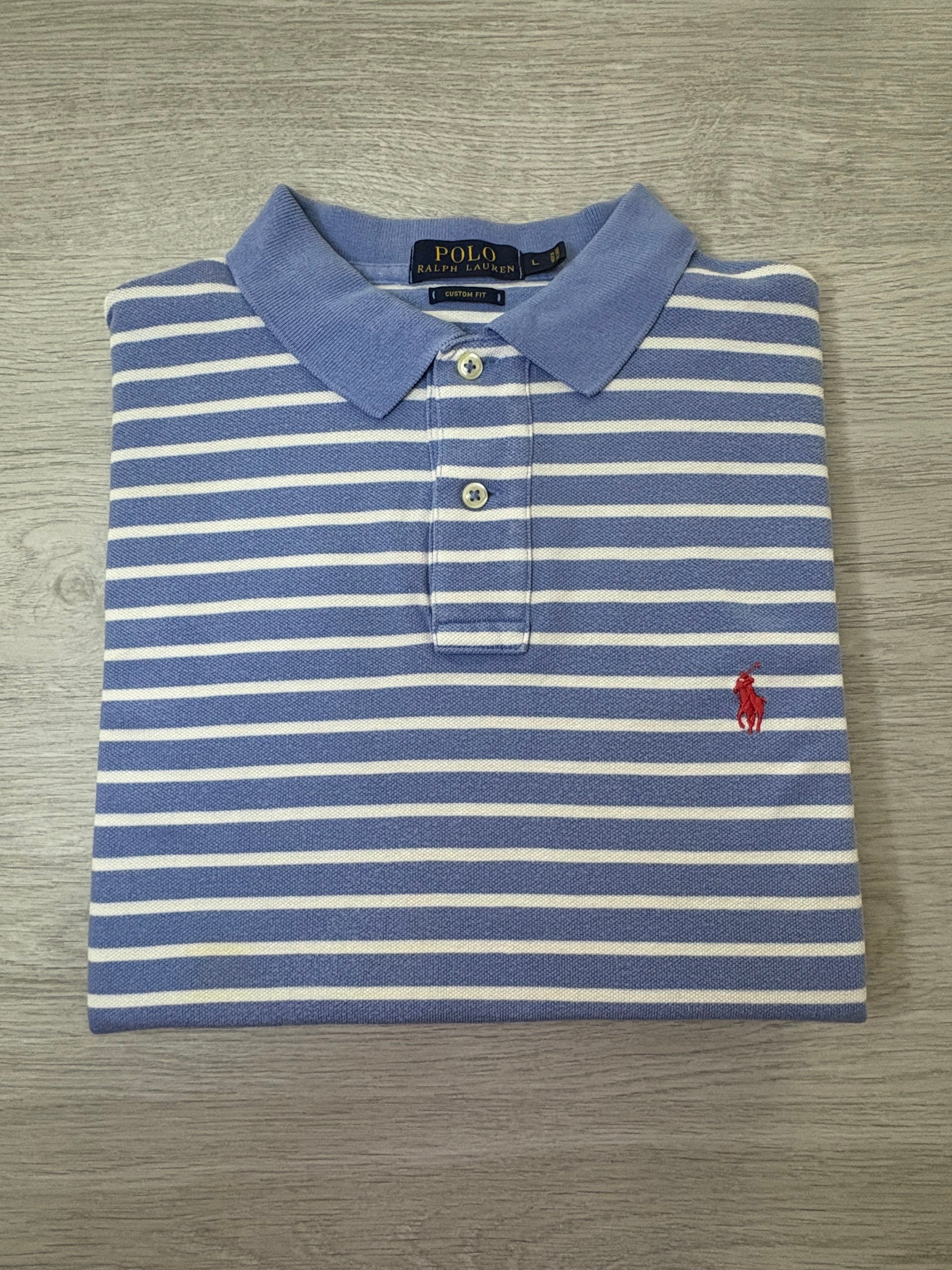 Polo Ralph Lauren Rayé Blanc et Bleu Taille L