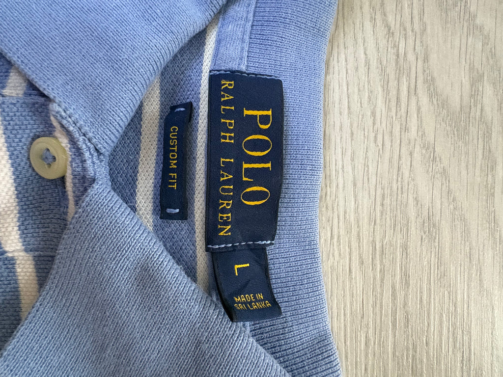 Polo Ralph Lauren Rayé Blanc et Bleu Taille L