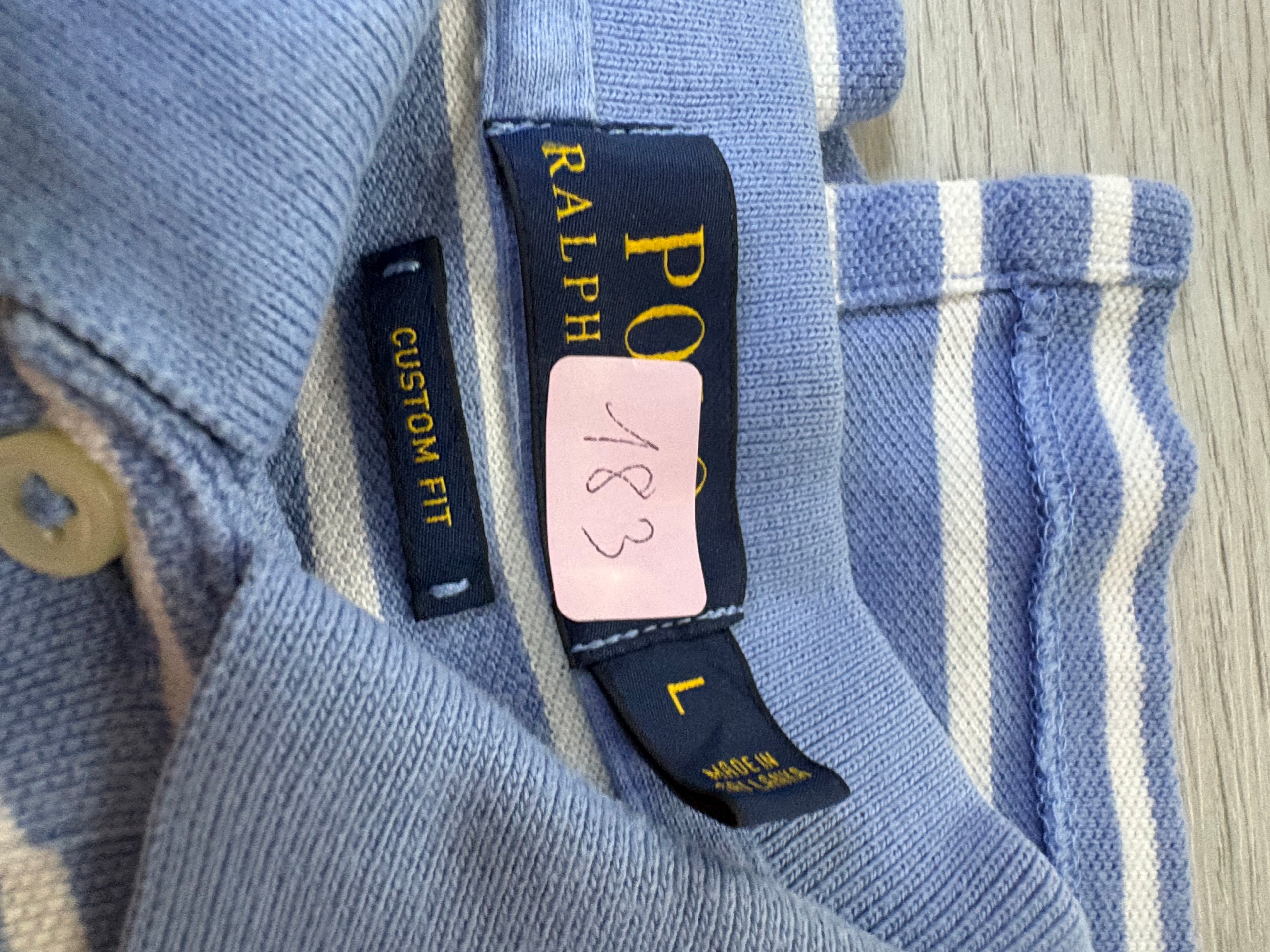 Polo Ralph Lauren Rayé Blanc et Bleu Taille L