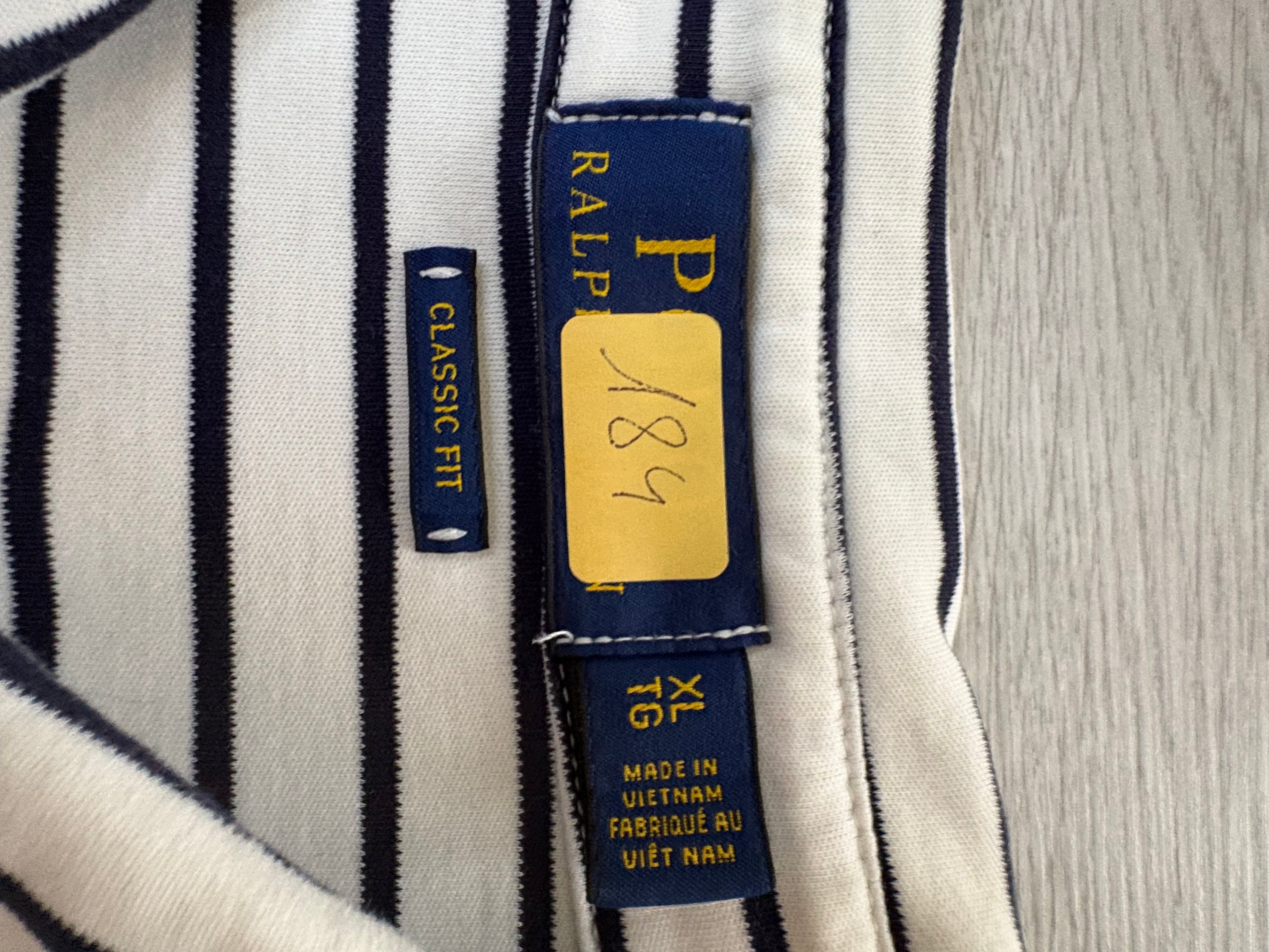 Polo Ralph Lauren Marinière Blanc et Noir Taille XL
