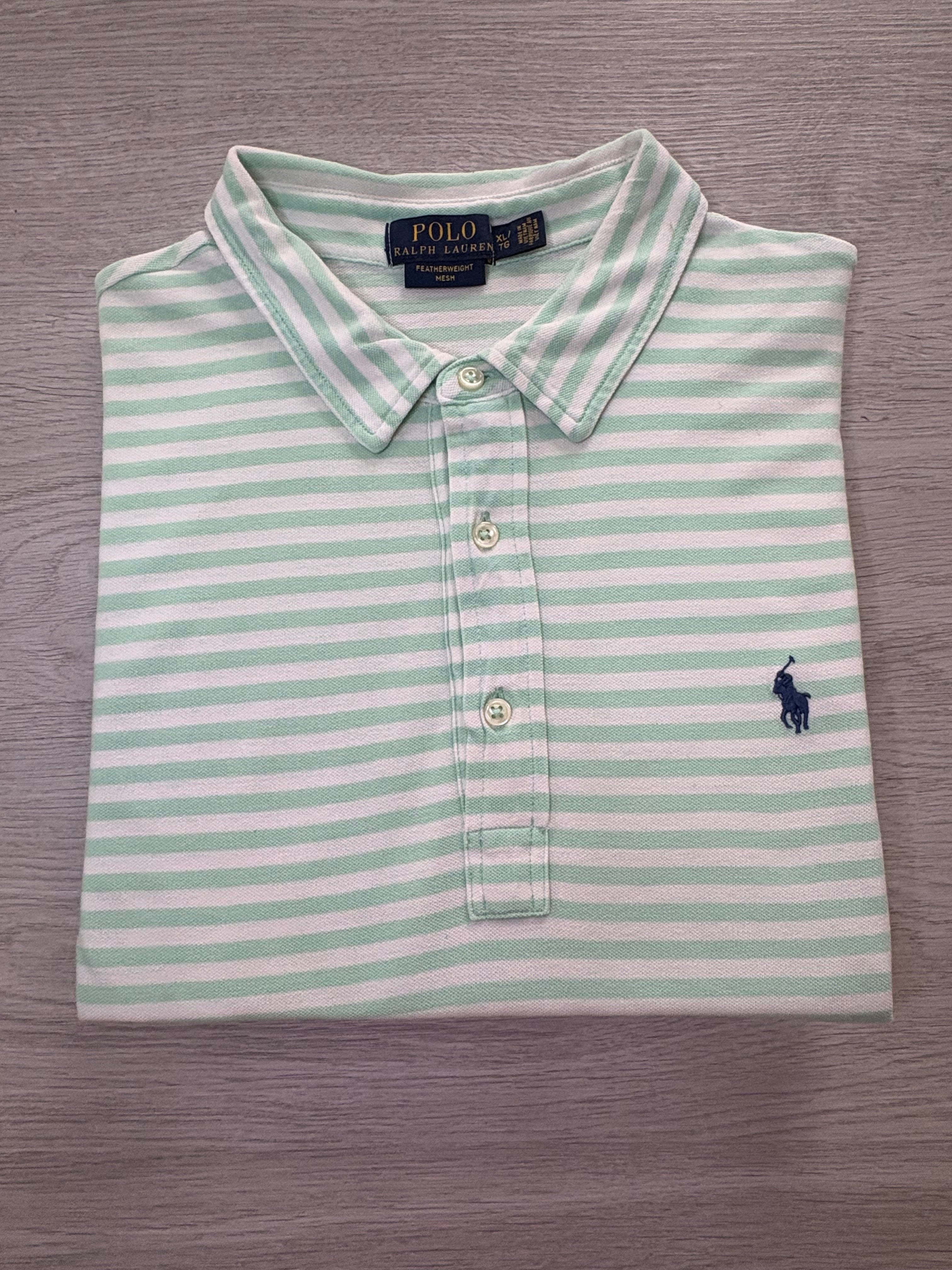 Polo Ralph Lauren Rayé Turquoise et blanc Taille XL