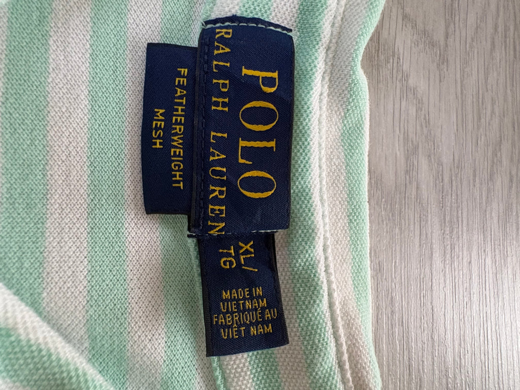 Polo Ralph Lauren Rayé Turquoise et blanc Taille XL