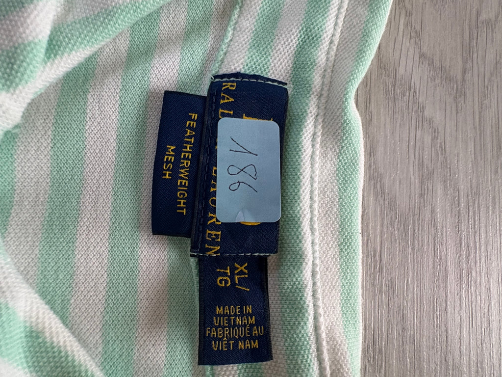 Polo Ralph Lauren Rayé Turquoise et blanc Taille XL