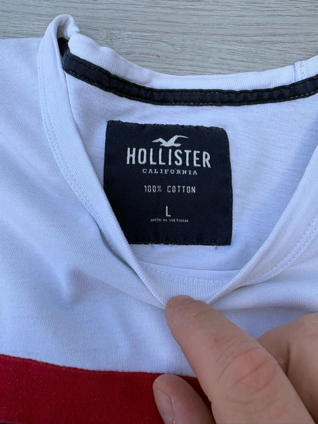 T-shirt Hollister homme taille L blanc